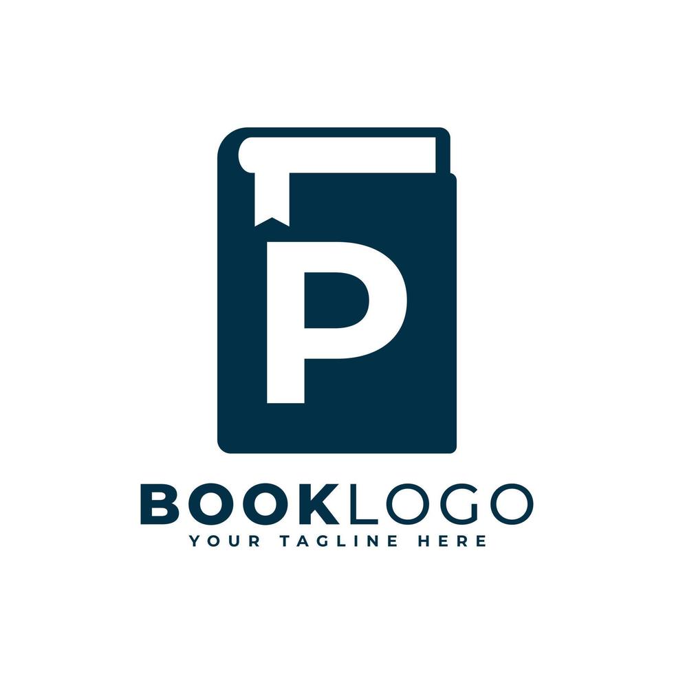 diseño del logotipo del libro p inicial de la letra. utilizable para logotipos de educación, negocios y construcción. elemento de plantilla de ideas de diseño de logotipo de vector plano