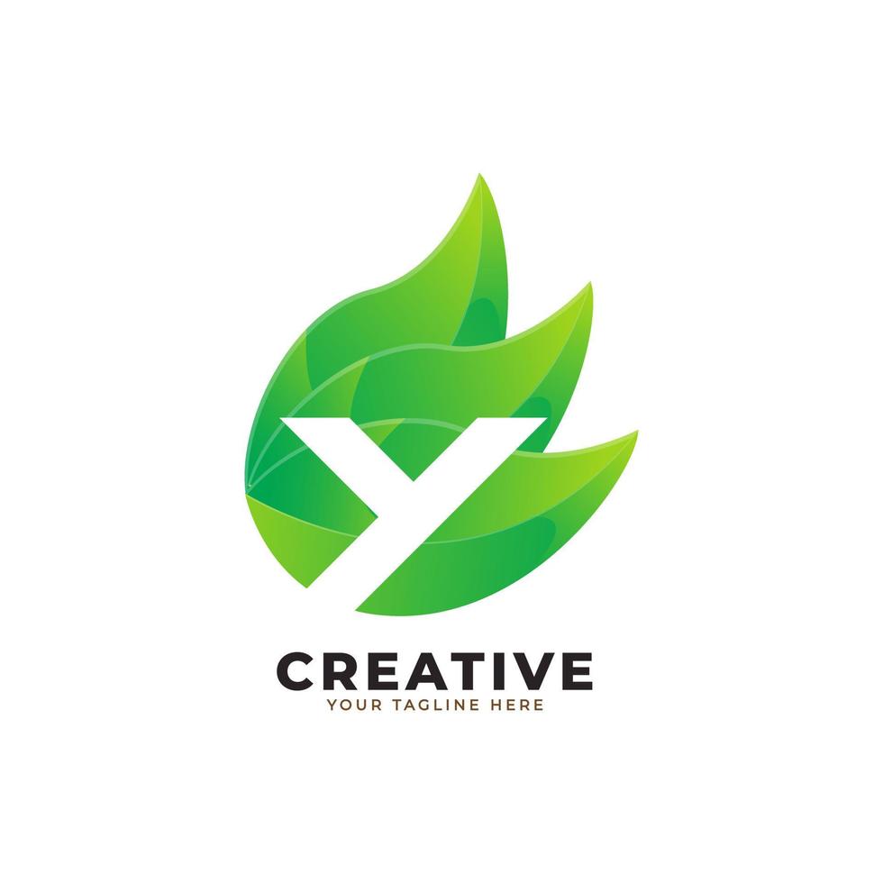 Nature Green Leaf Letter Y Logo Design. monogram logo. Green Leaves Alphabet Icon. Usable for Business, Science, Healthcare, Medical and Nature Logos.Flat Vector Logo Design Template Element. Eps10