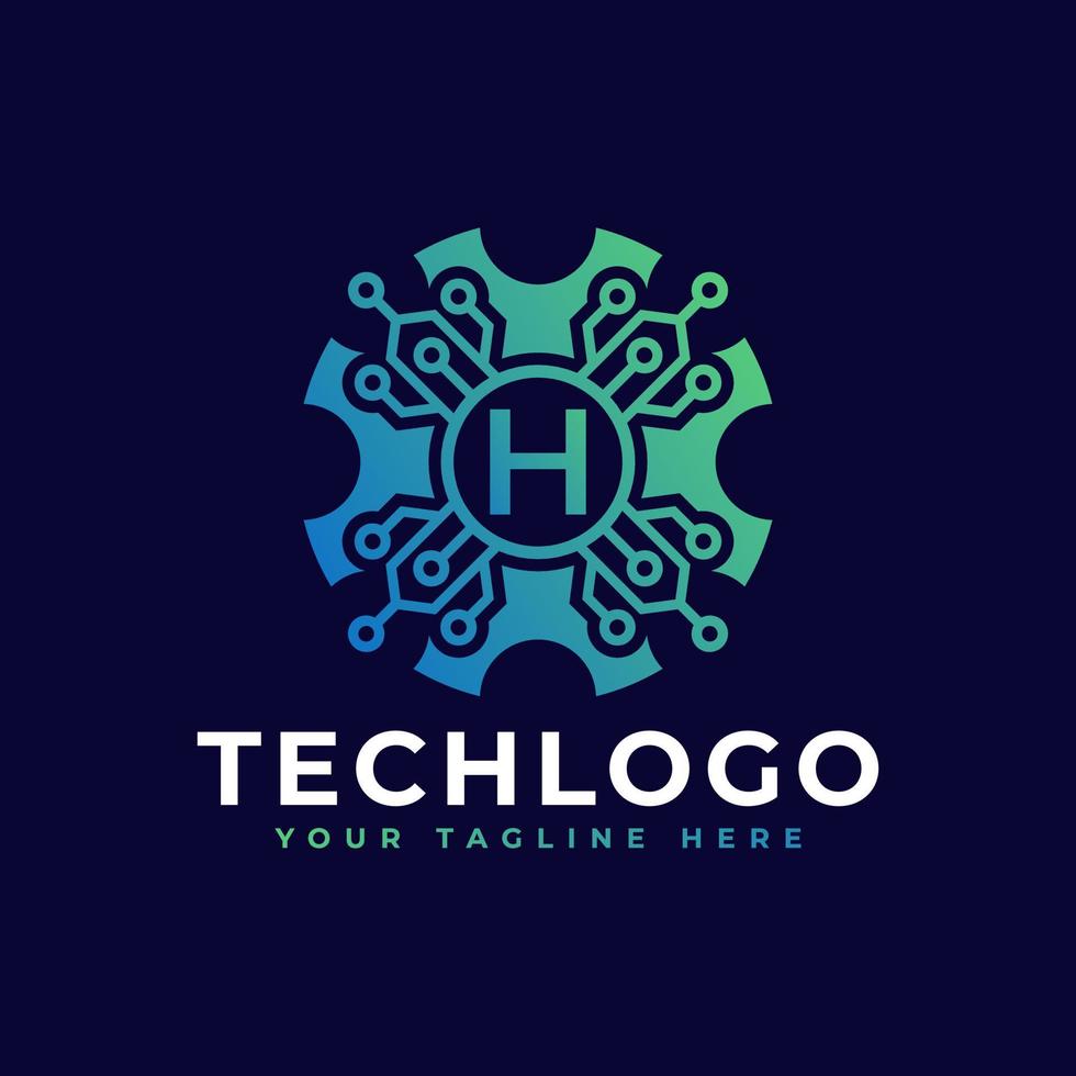 elemento de plantilla de diseño de logotipo de letra h inicial de tecnología. vector