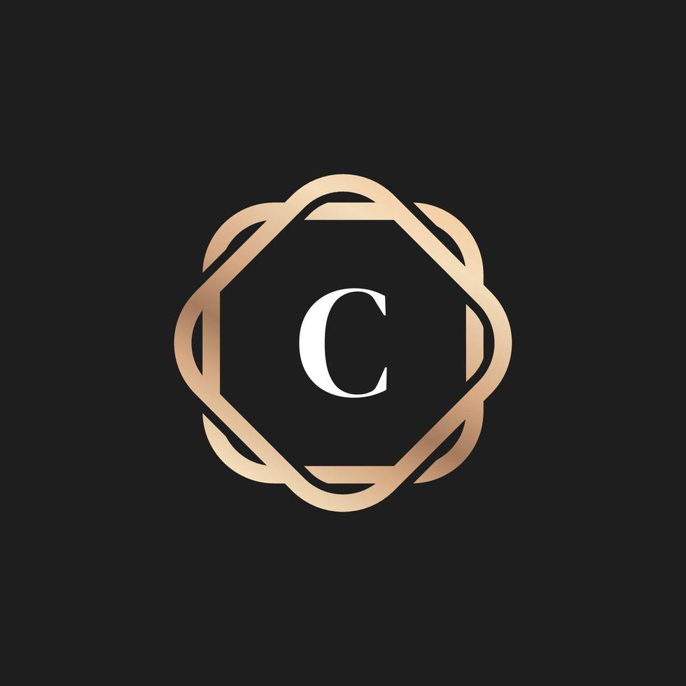 Initial Letter C Logo Icon with Pattern Vector Element
