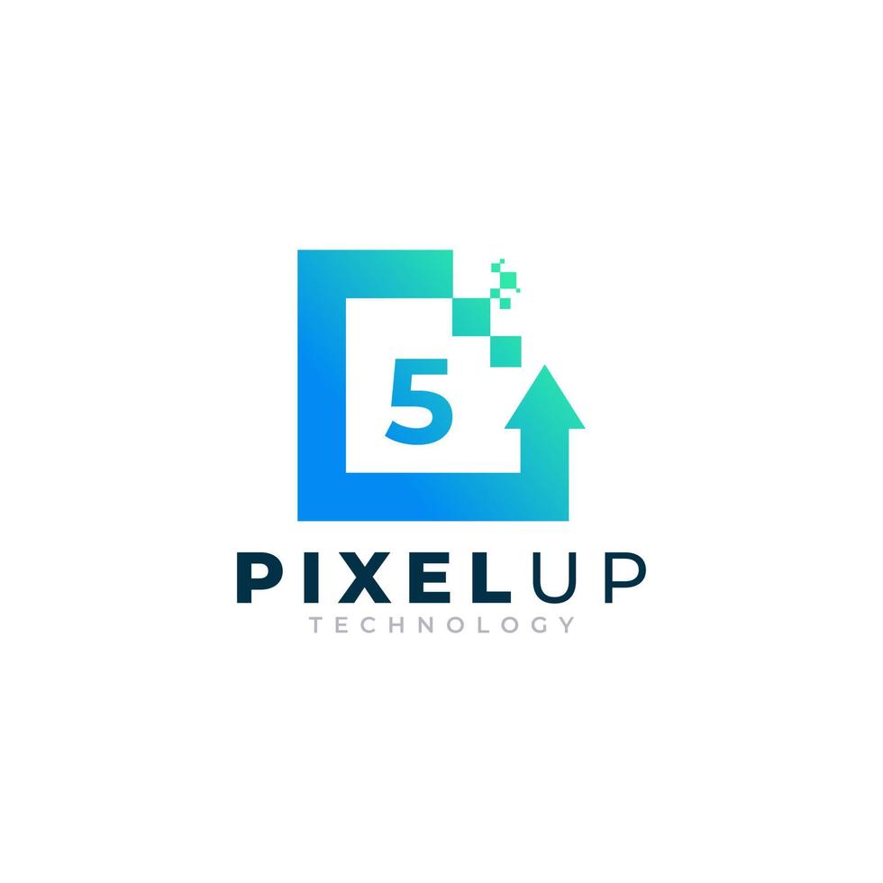 Number 5 with Arrow Pixel Logo Design Inspiration vector