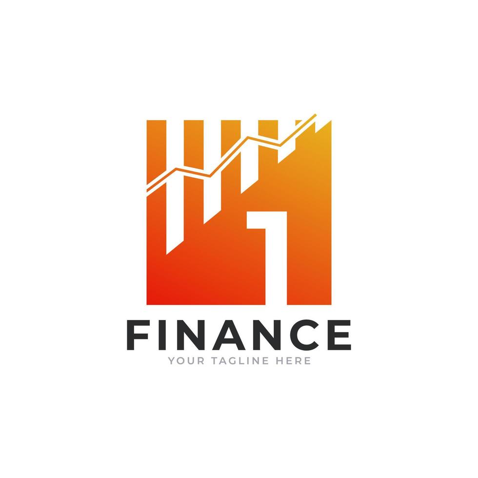 Number 1 Chart Bar Finance Logo Design Inspiration vector