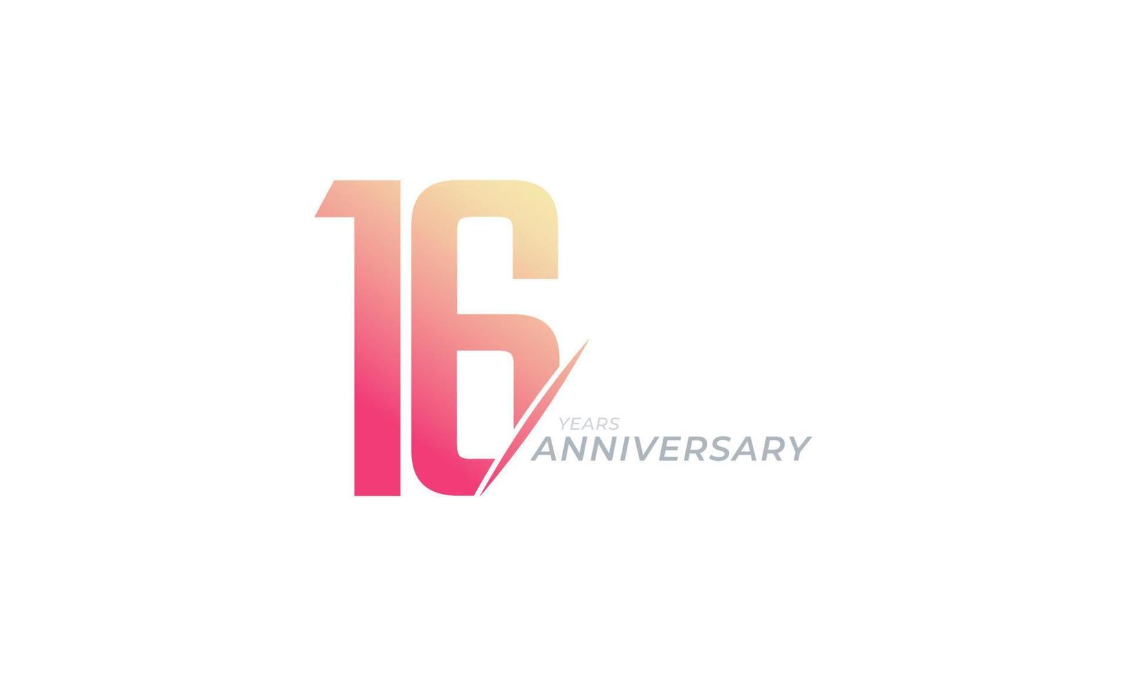 16 Year Anniversary Celebration Vector. Happy Anniversary Greeting Celebrates Template Design Illustration vector