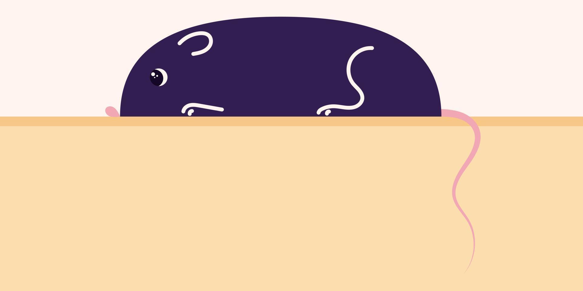Horizontal poster with a mouse, a witchs familiar. vector