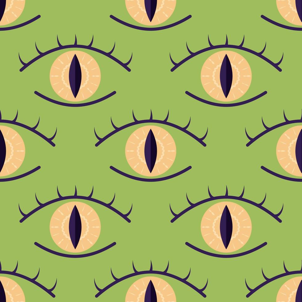 Seamless pattern with the symbol of the All-seeing eye, the voice of fate, the symbol of clairvoyance, gift, magical powers, flat style vector