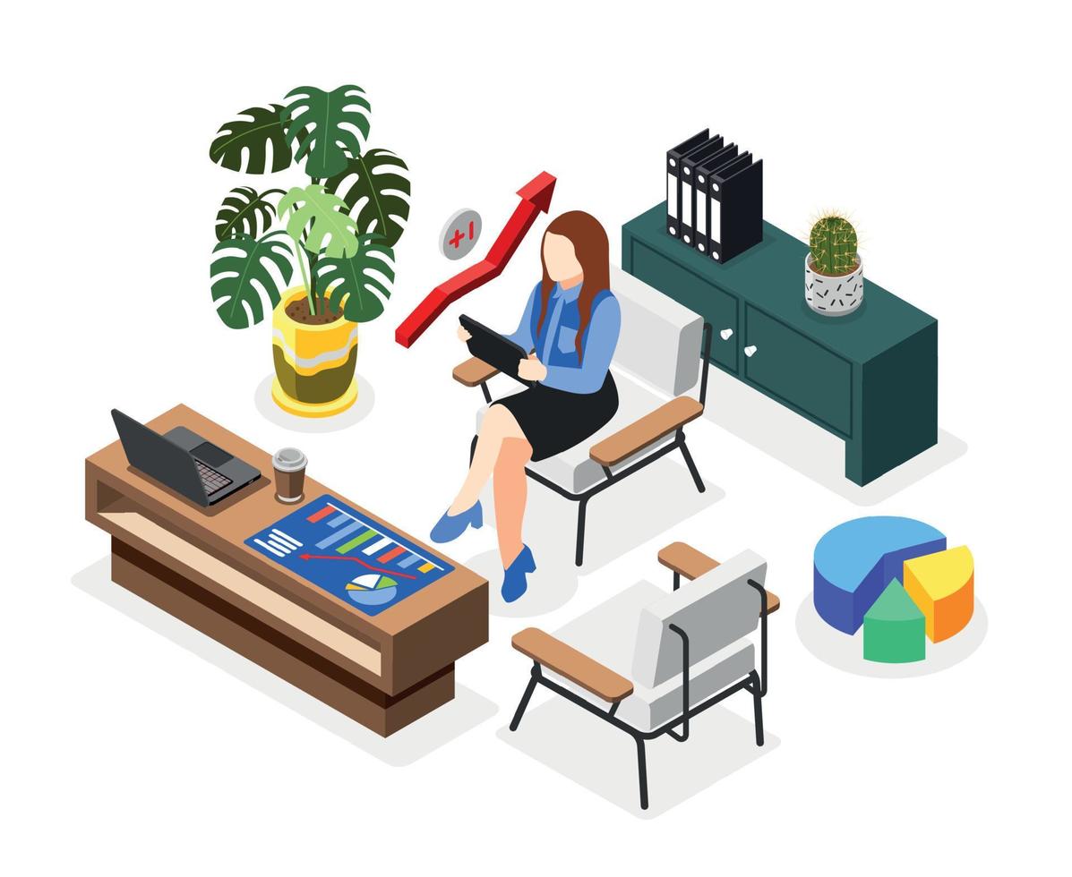 Business Lady Interior Composition vector