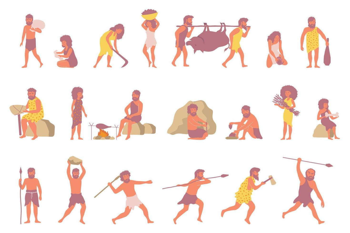 Primitive People Flat Set vector