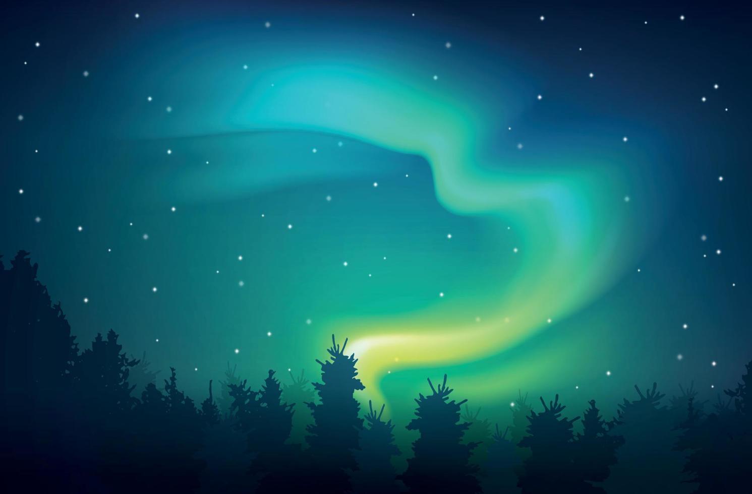 Aurora Realistic Night Background vector