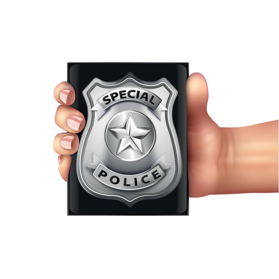 Police Badge Hand Composition vector