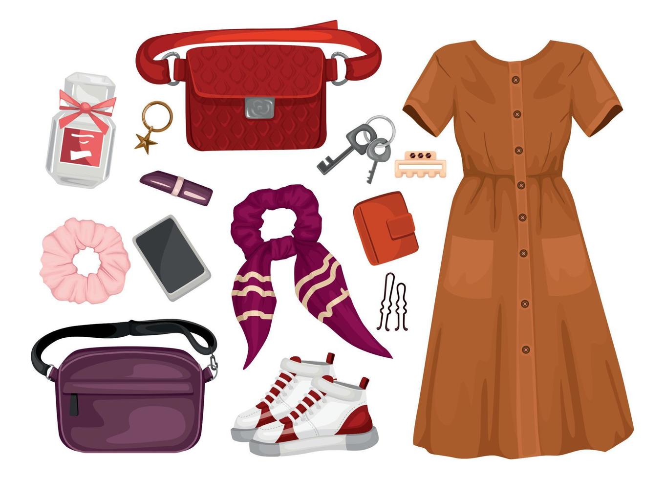 Trendy Female Clothes Set vector