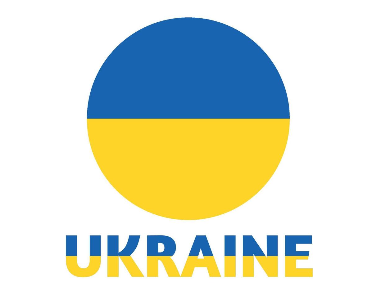 Ukraine Emblem Flag With Name National Europe icon Symbol Abstract Vector Illustration