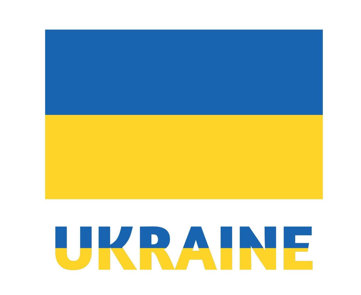 Ukraine Flag Emblem Design With Name National Europe Vector ...