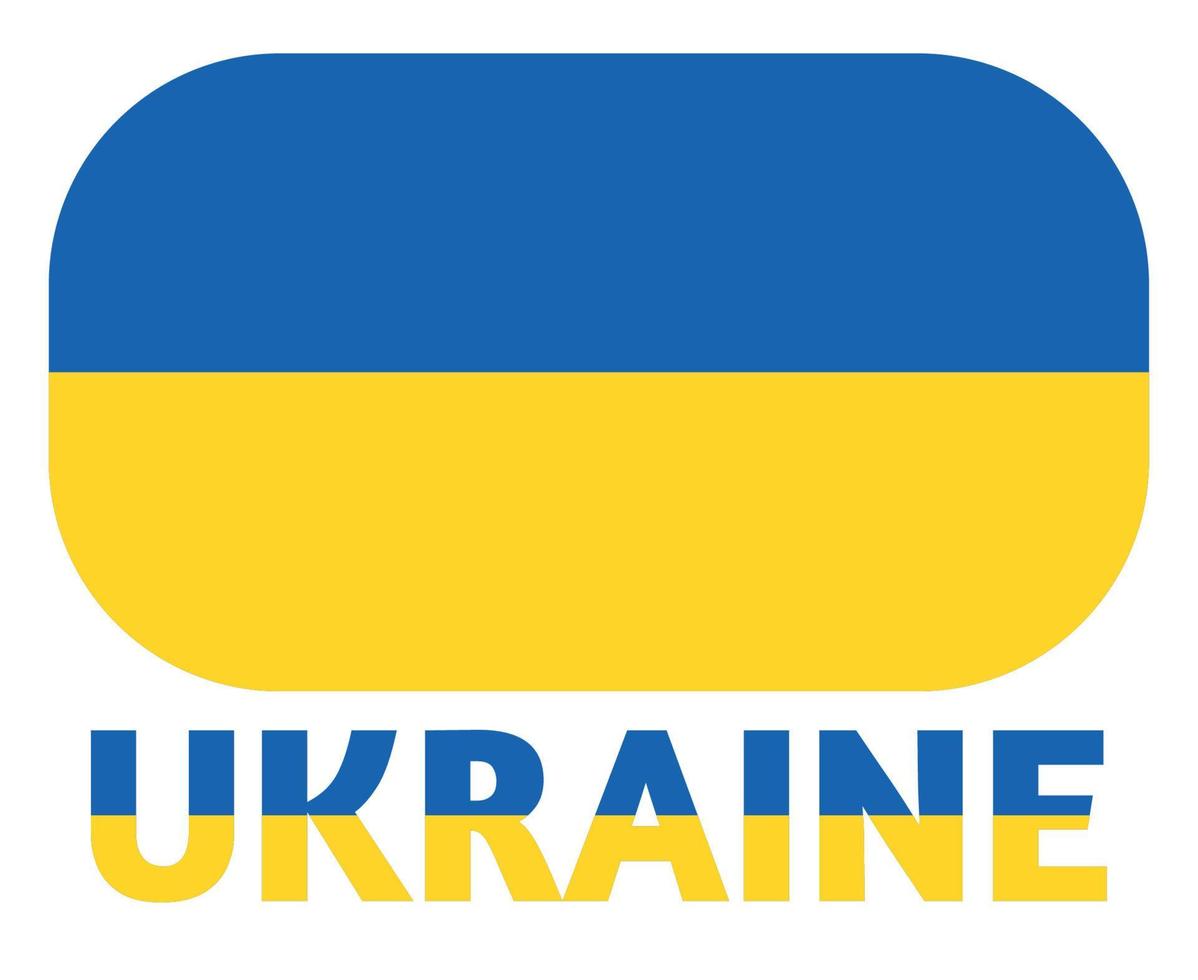 diseño del emblema de la bandera de ucrania con el nombre nacional de europa, diseño de ilustraciones vectoriales vector
