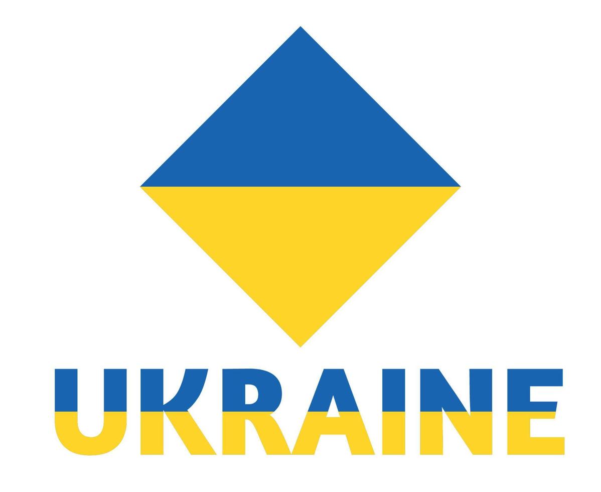 Ukraine Flag icon With Name National Europe Abstract Vector