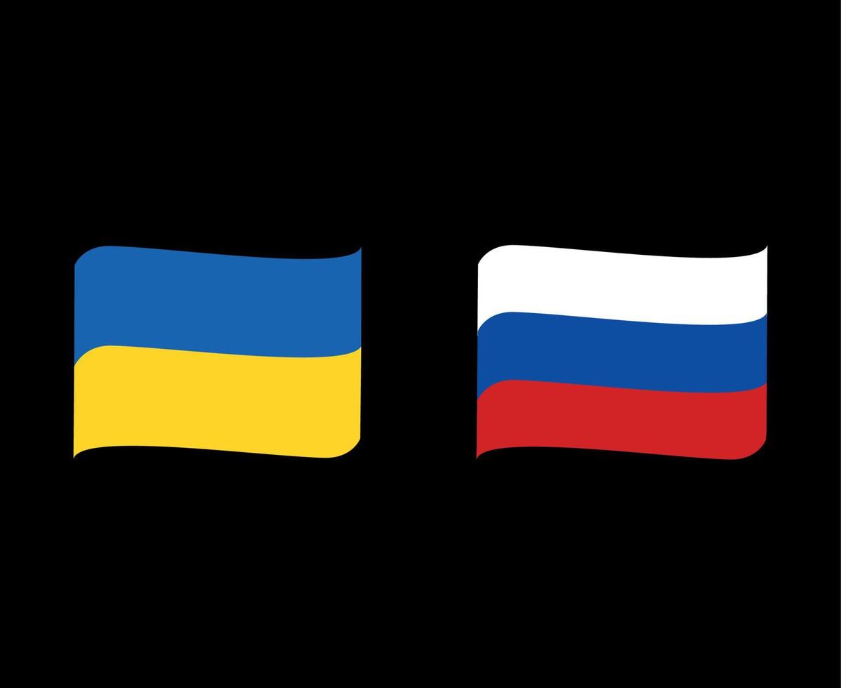 Ukraine And Russia Emblem Flags Abstract National Europe Vector Illustration Design