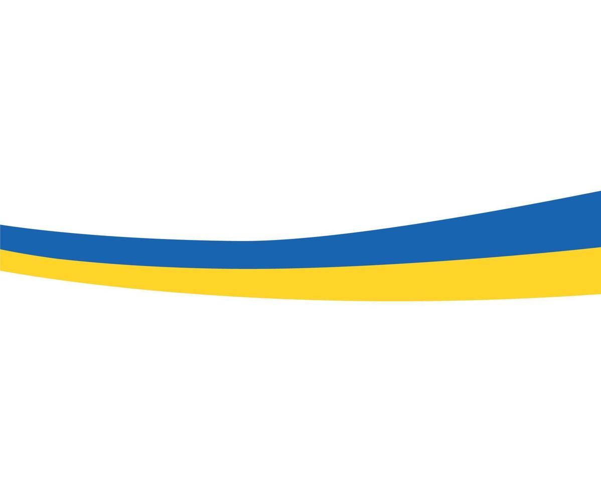Ukraine Flag Ribbon National Europe Emblem Symbol Vector Design