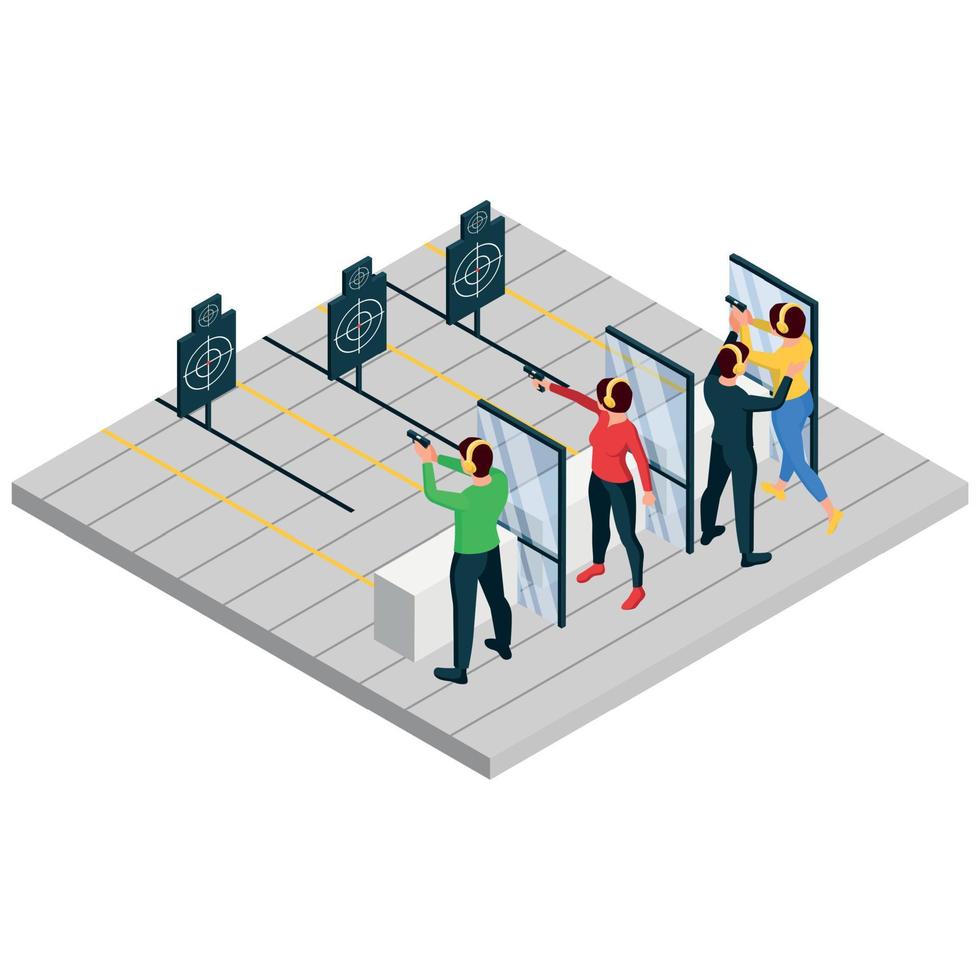 Shooting Range Isometric Composition vector