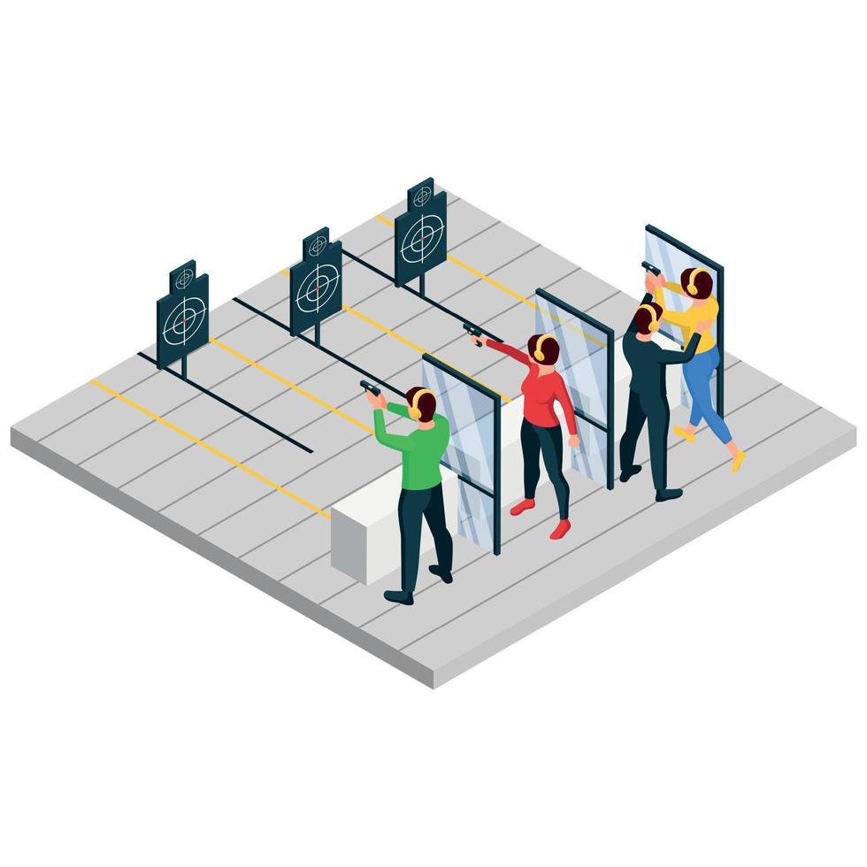 composición isométrica del campo de tiro vector