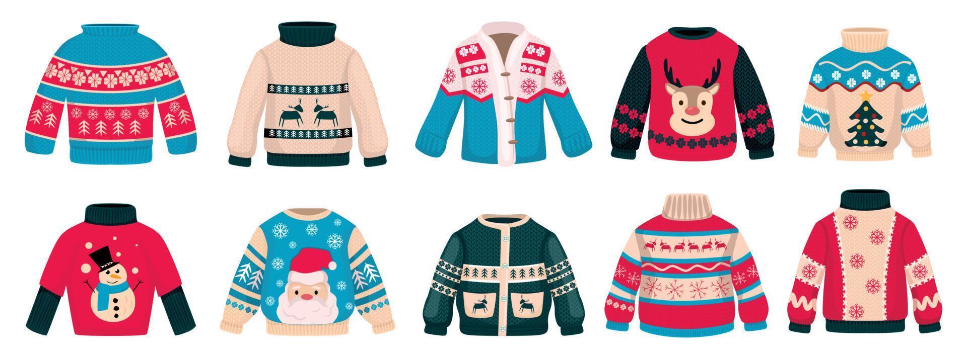 Handmade Knitting Christmas Sweaters vector