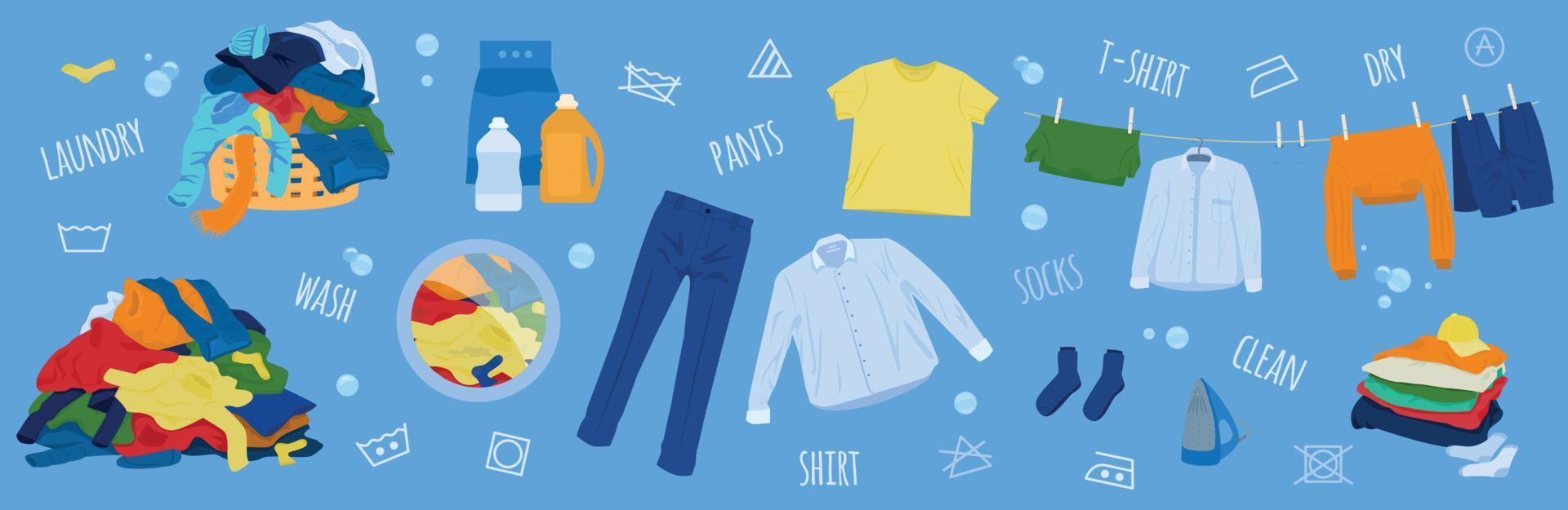 Horizontal Laundry Clothes Composition vector