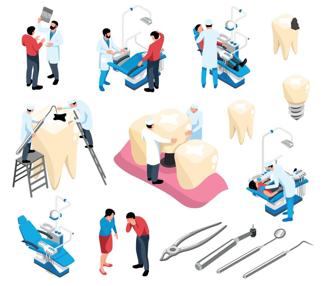 Dentist Isometric Set vector