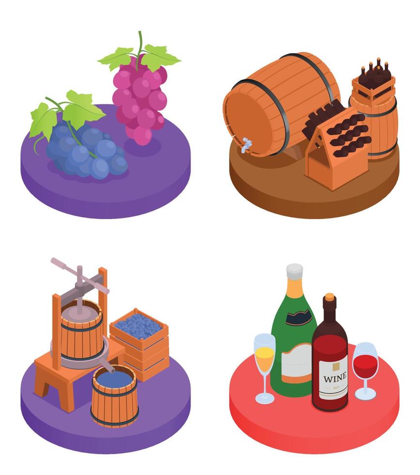 conjunto de producción de vino vector