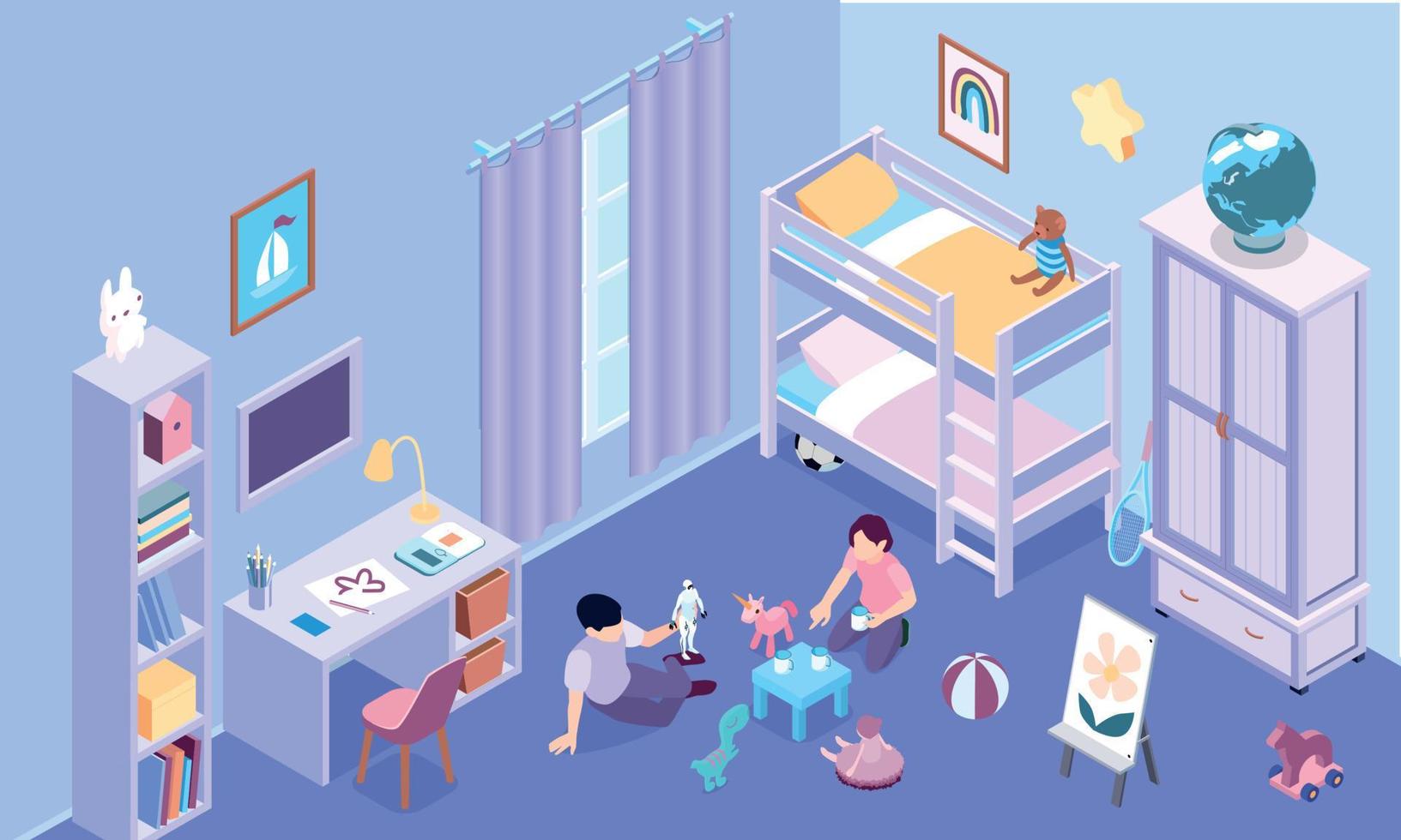 Isometric Children Room vector