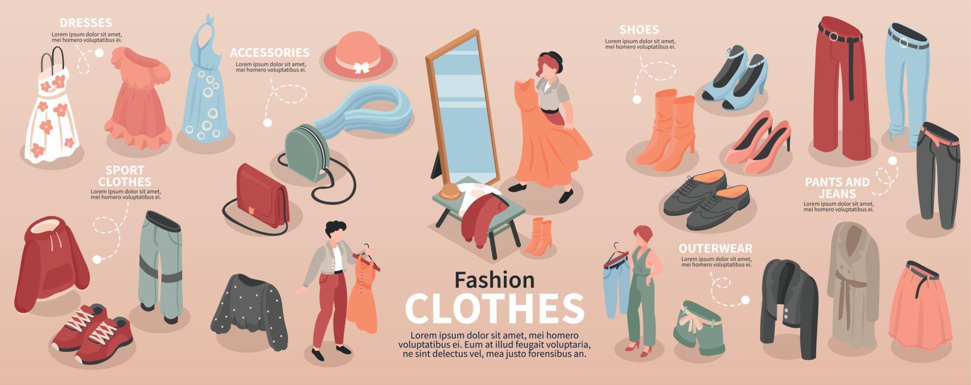 infografías de ropa de moda vector