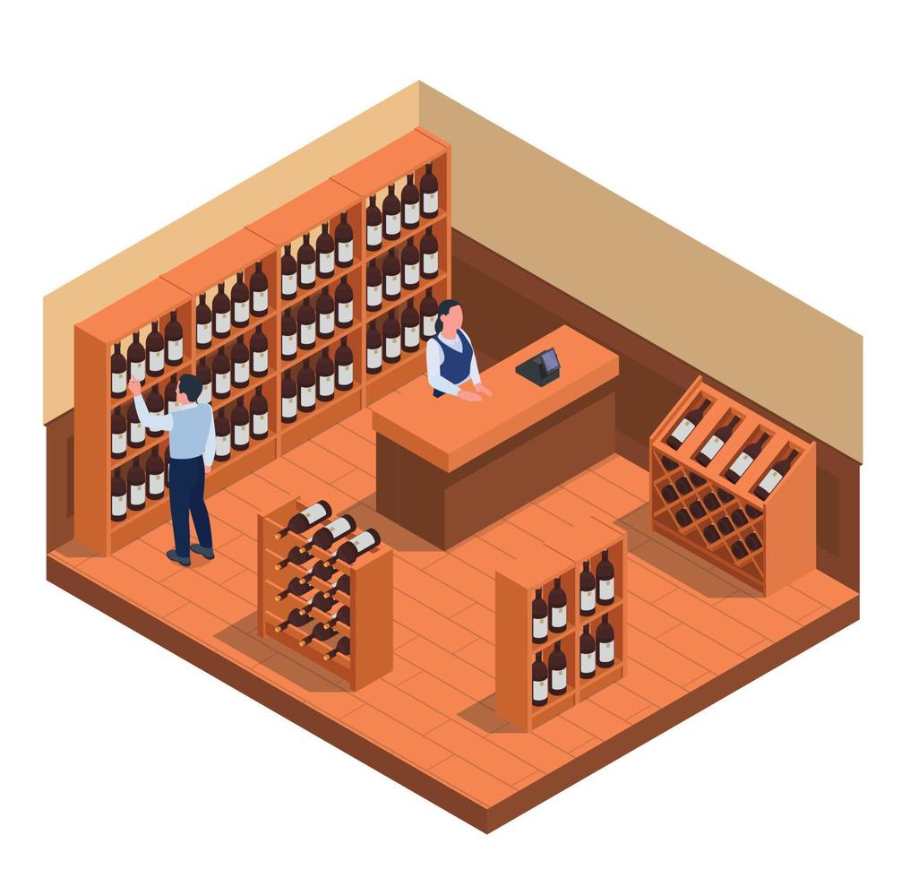 Wine Isometric Composition vector