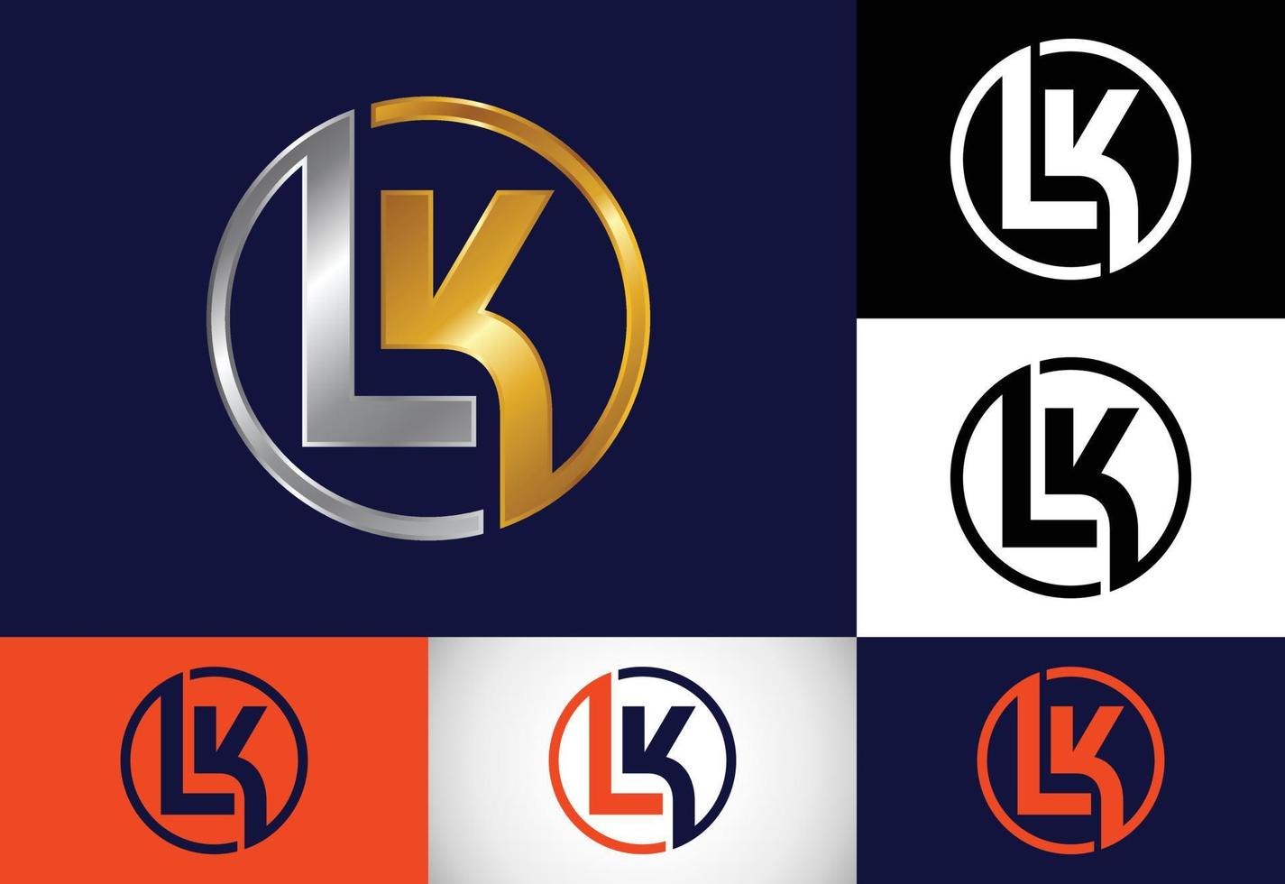 plantilla de vector de diseño de logotipo de letra de monograma inicial lk. diseño de logotipo de letra lk