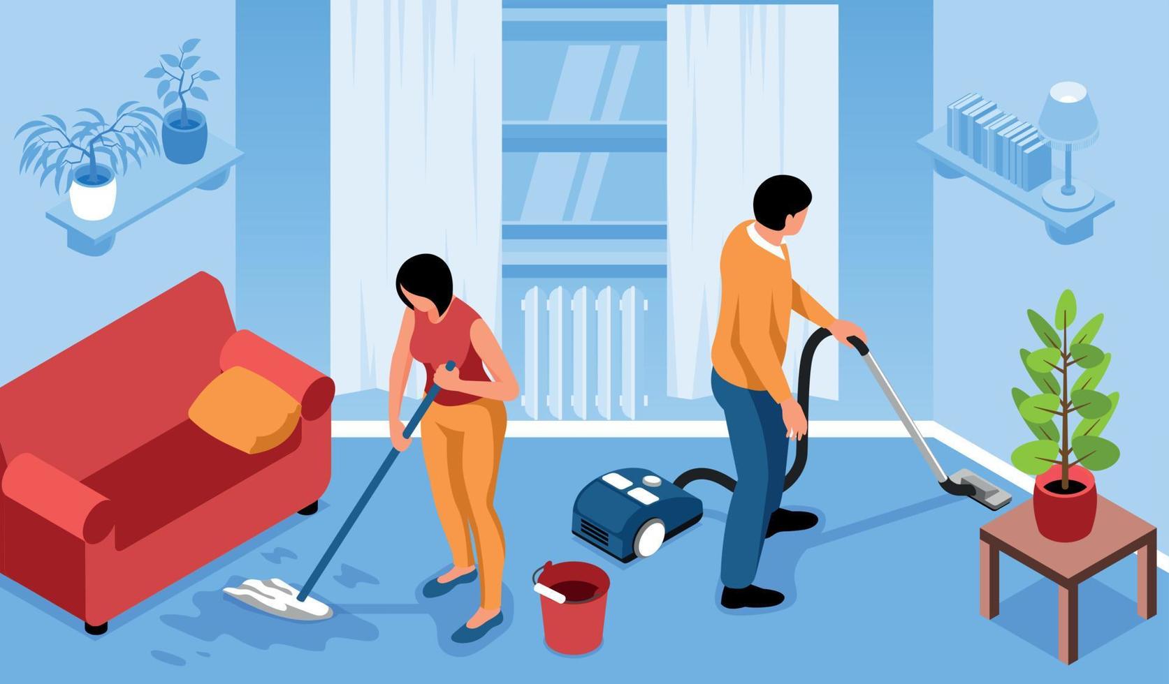 Living Room Cleanup Composition vector