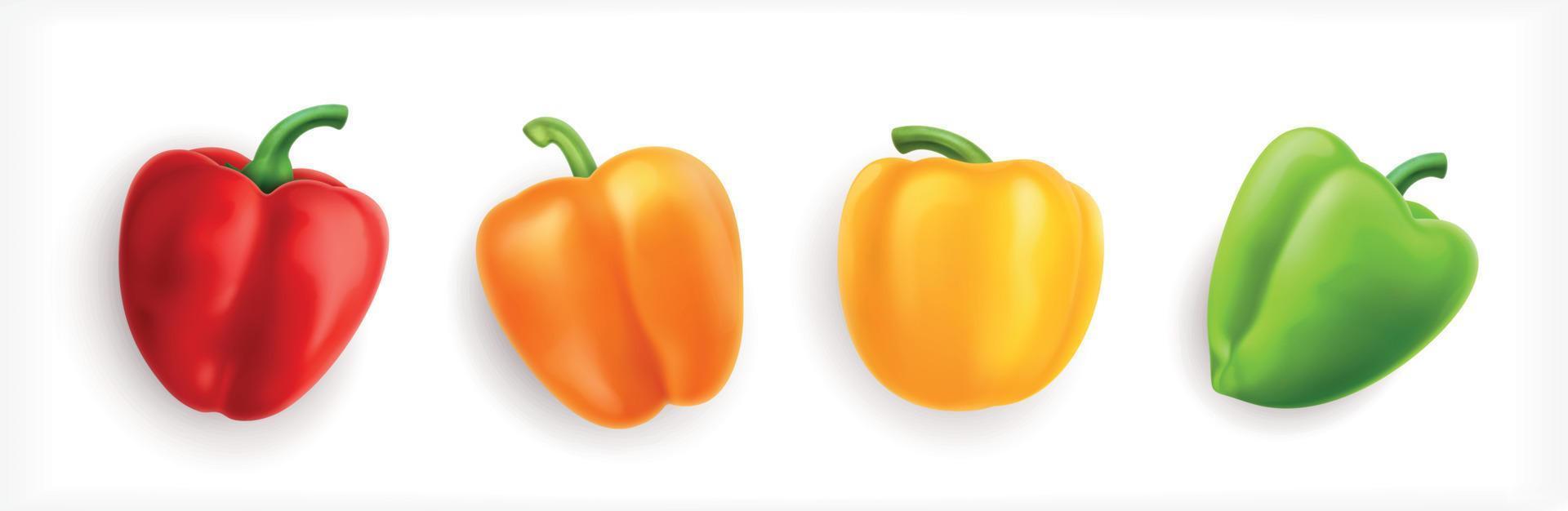 Colorful Peppers Realistic Set vector