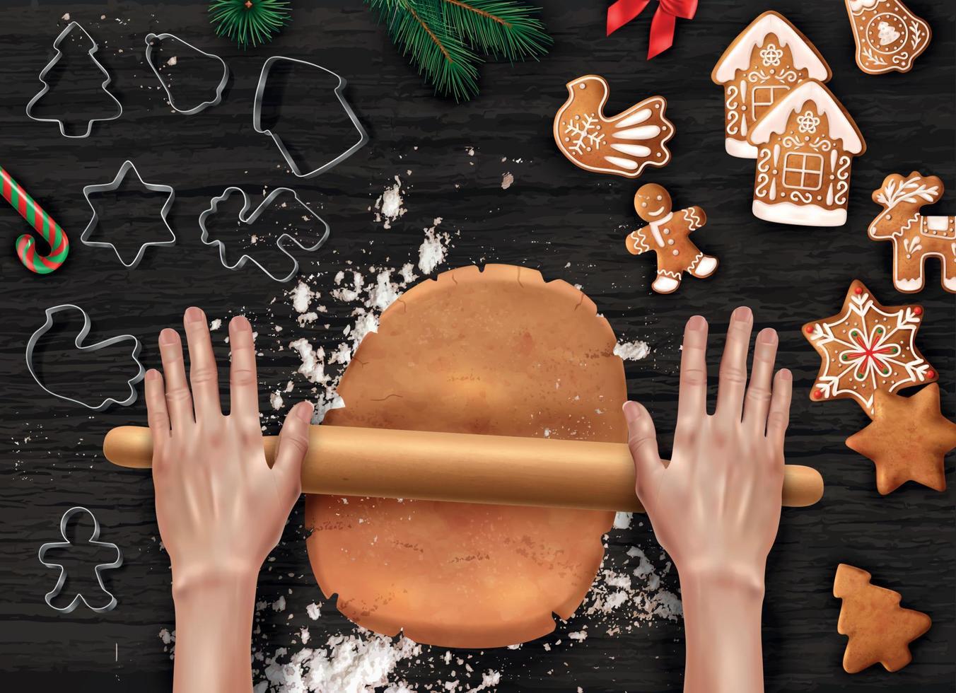composición realista de pasteles de galletas de navidad vector