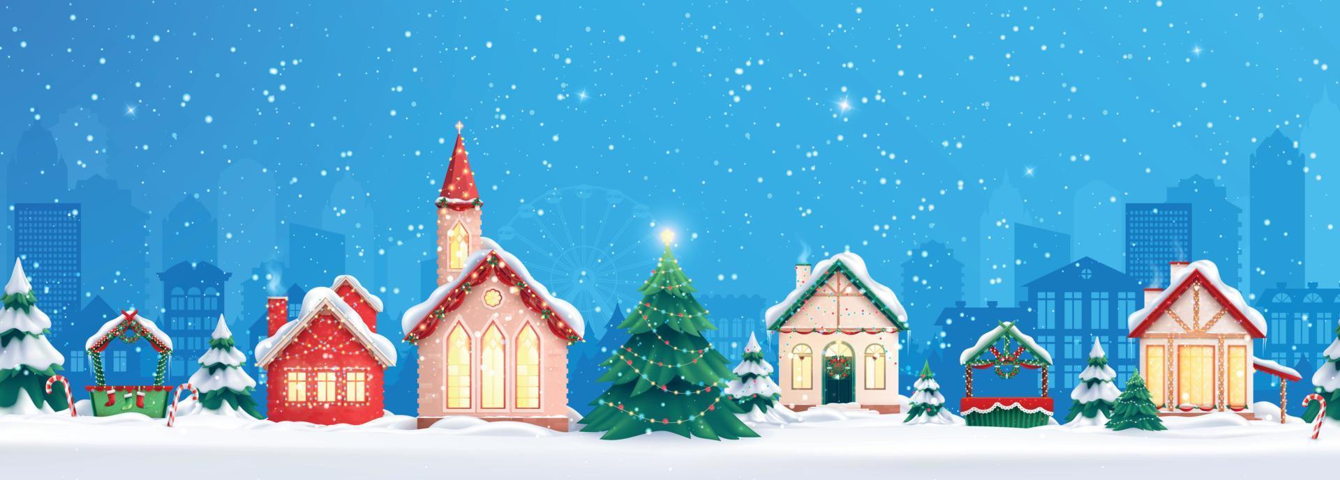 Street Houses Christmas Composition vector