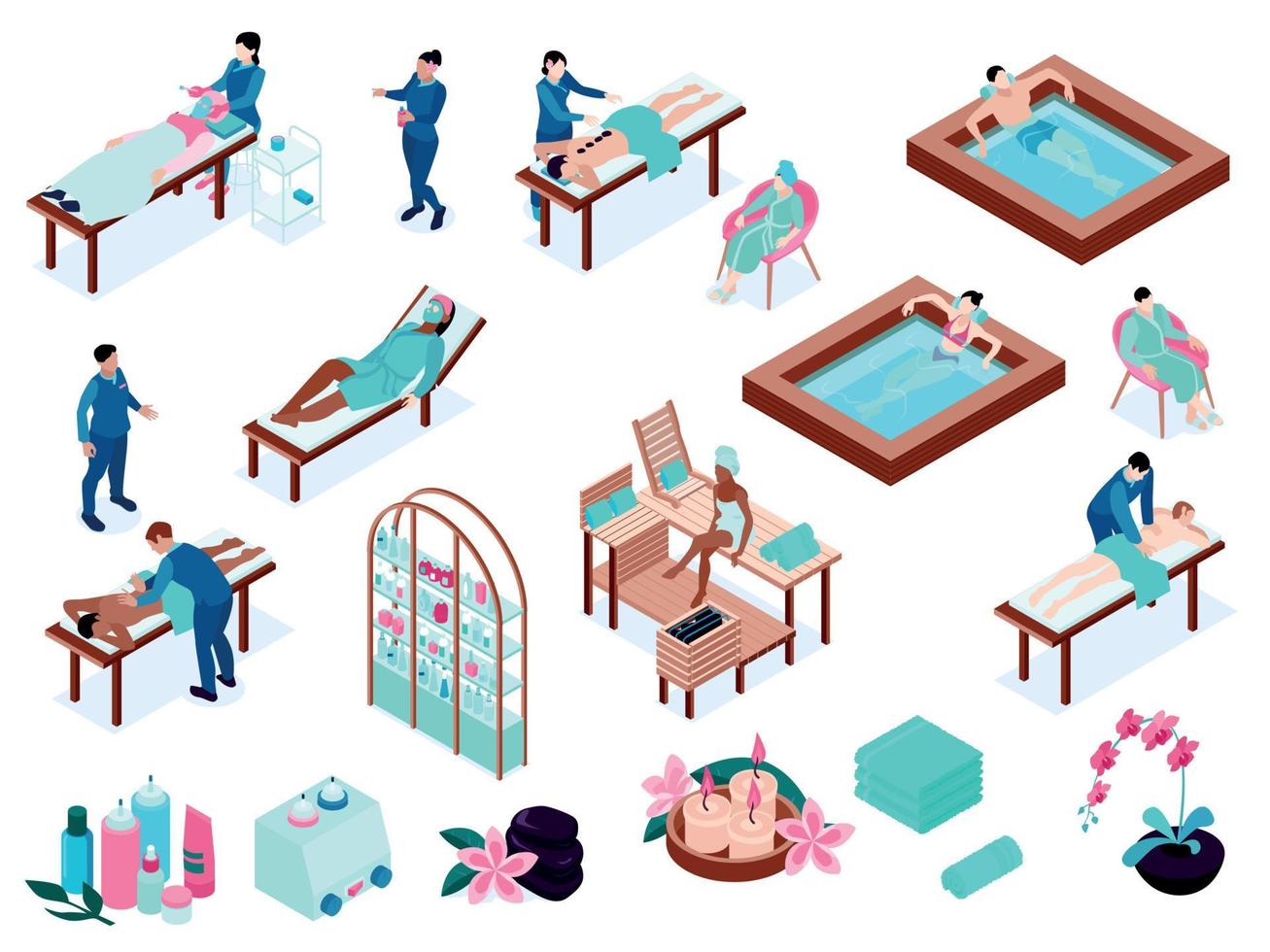 Isometric SPA Icons Collection vector