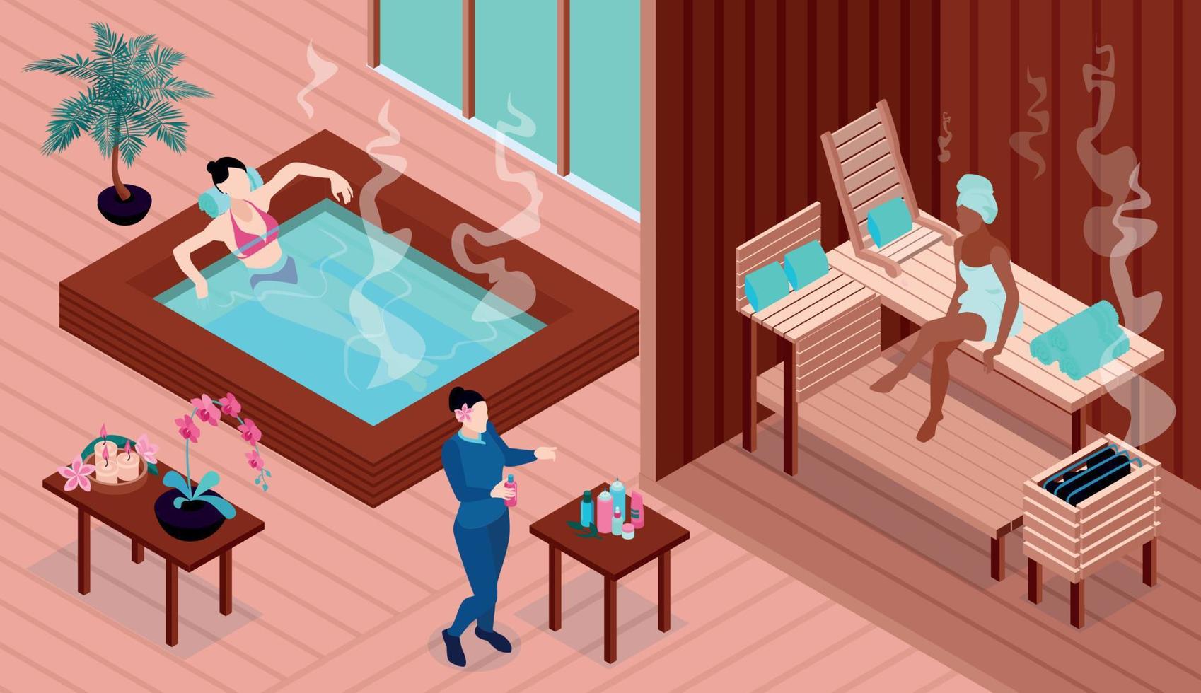 Isometric SPA Interiors Composition vector