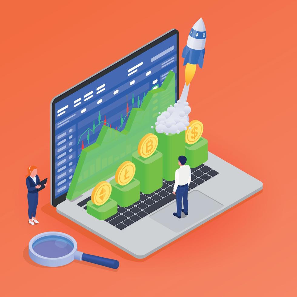 Cryptocurrency Isometric Concept vector