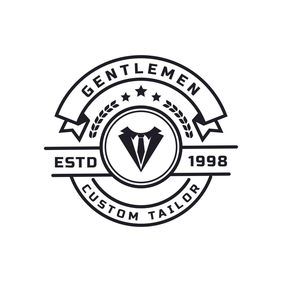 insignia retro vintage para caballero de ropa y símbolo de emblema de logotipo masculino vector