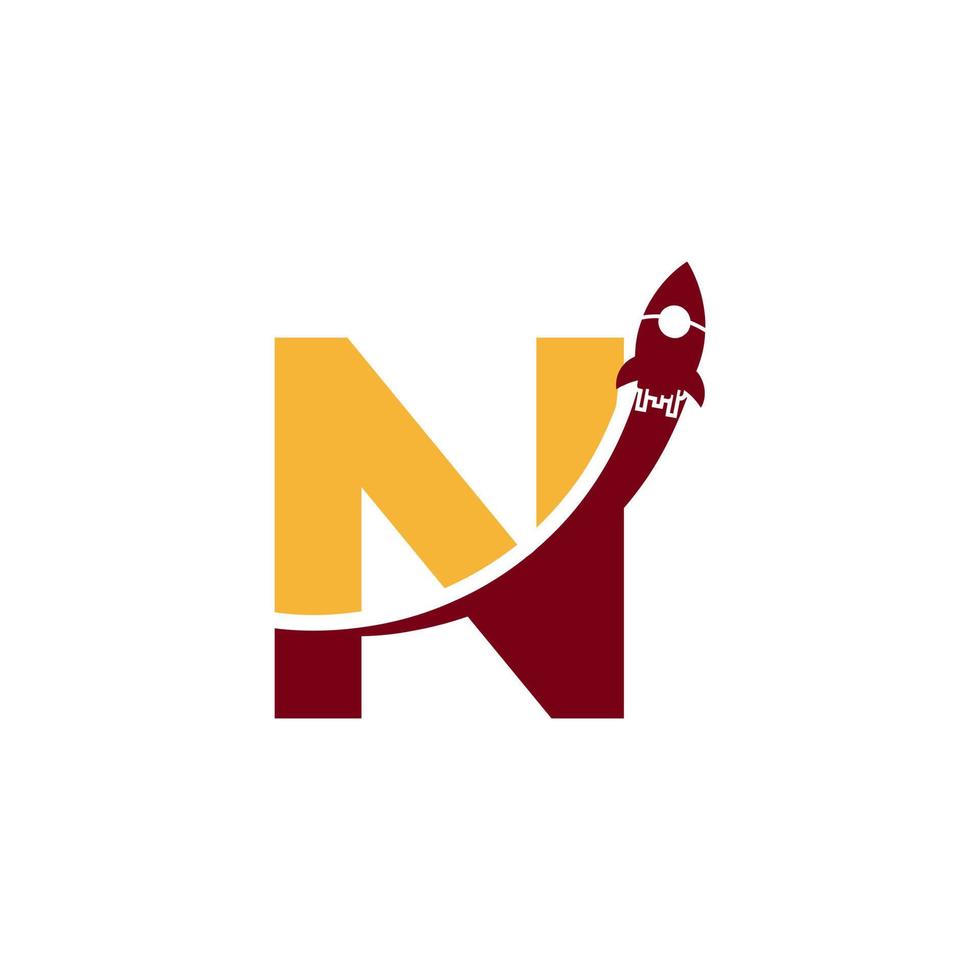 Initial Letter N with Rocket Logo Icon Symbol. Good for Company, Travel, Start up and Logistic Logos vector