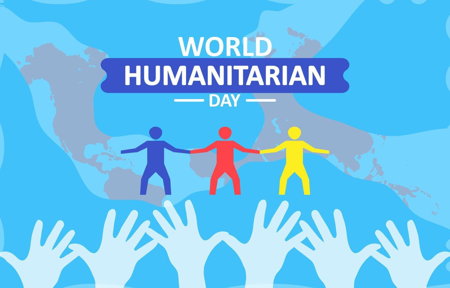 ilustración de diseño plano de la plantilla del día mundial humanitario, diseño adecuado para carteles, fondos, tarjetas de felicitación, tema del día mundial humanitario vector