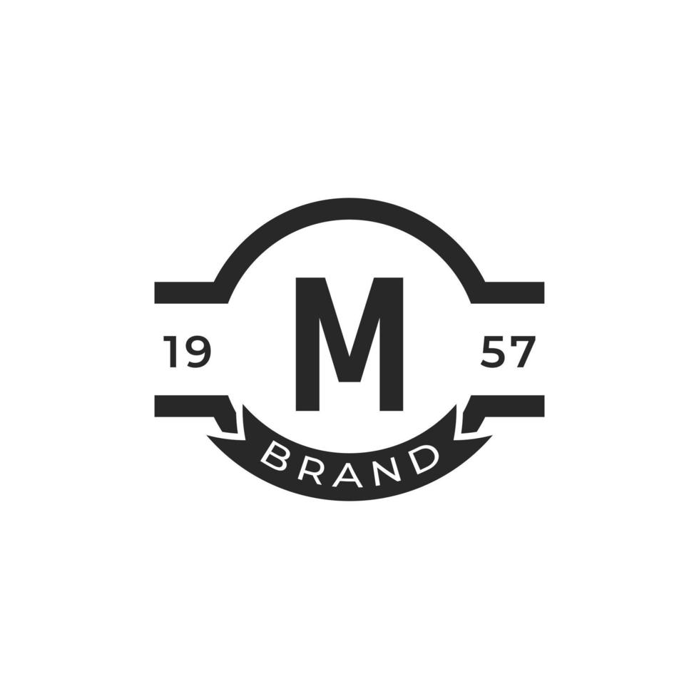Vintage Insignia Letter M Logo Design Template Element. Suitable for Identity, Label, Badge, Cafe, Hotel Icon Vector