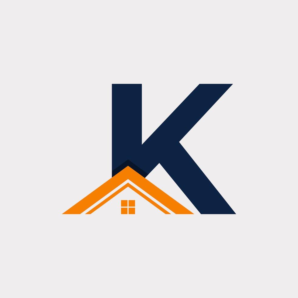 bienes raíces. elemento de plantilla de diseño de logotipo de casa de letra inicial k. eps10 vectoriales vector