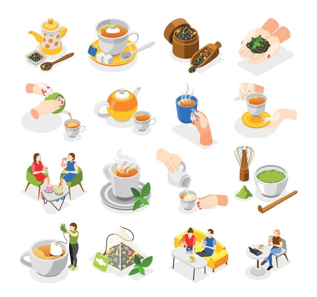 Tea Day Icons Set vector