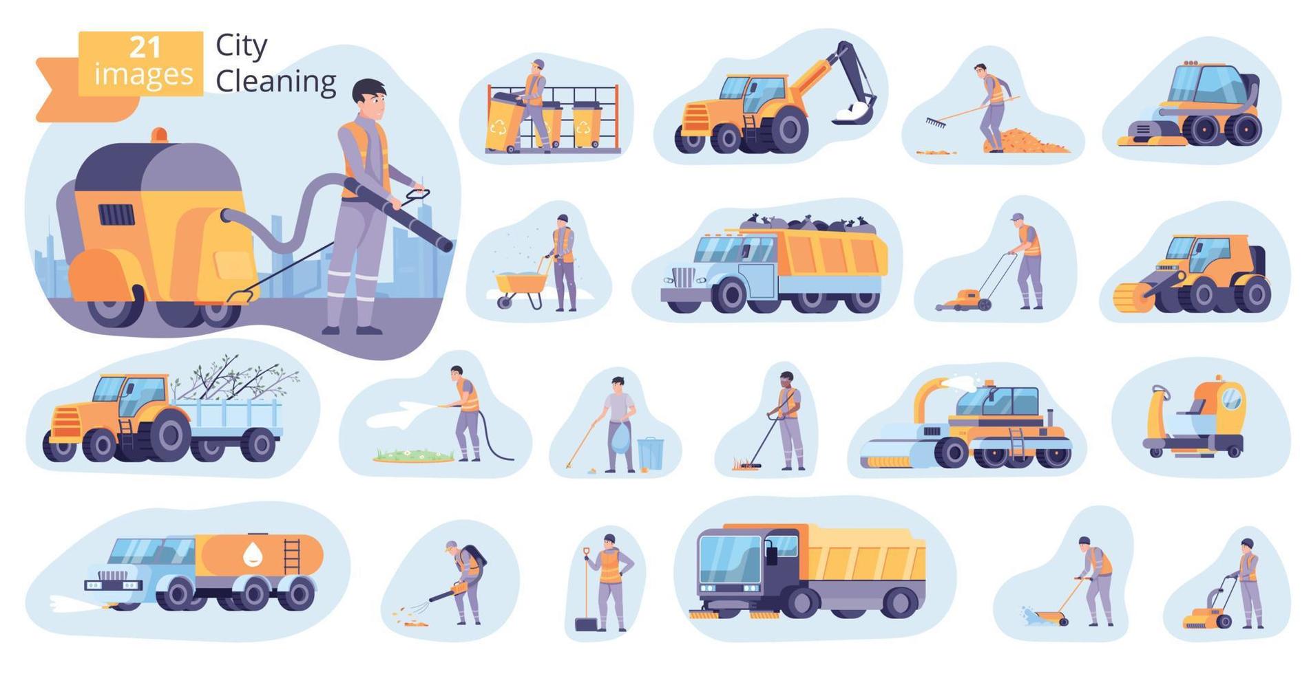 City Cleaning Icons Set vector