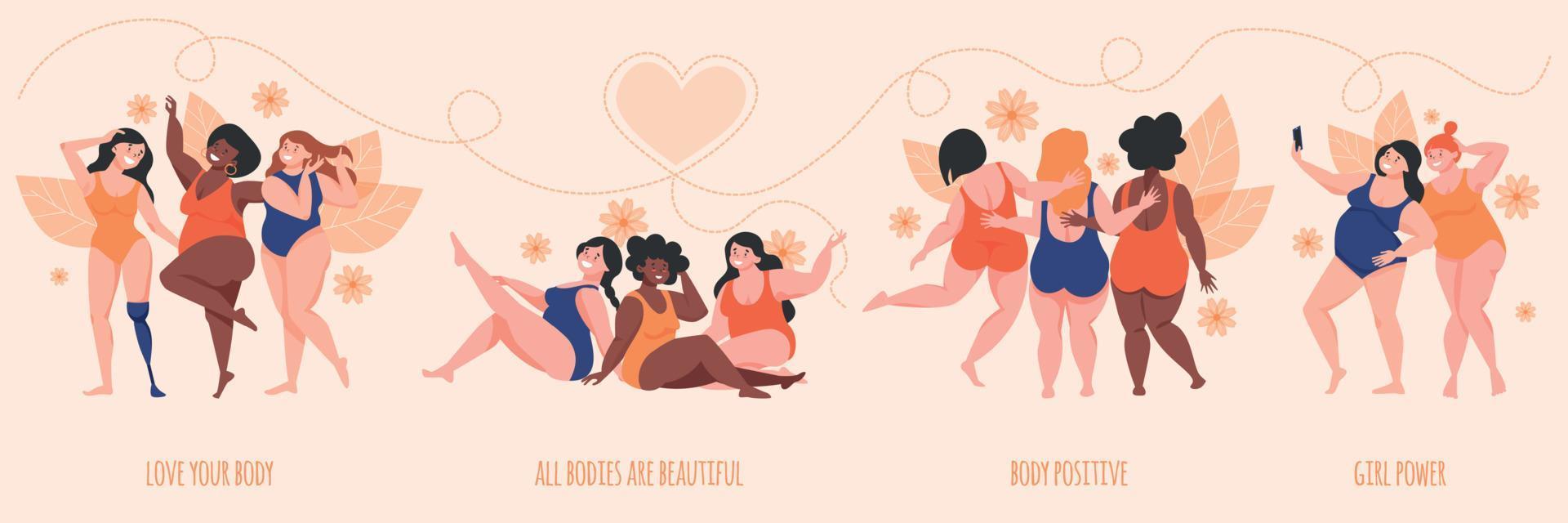 Body Positive Compositions Set vector