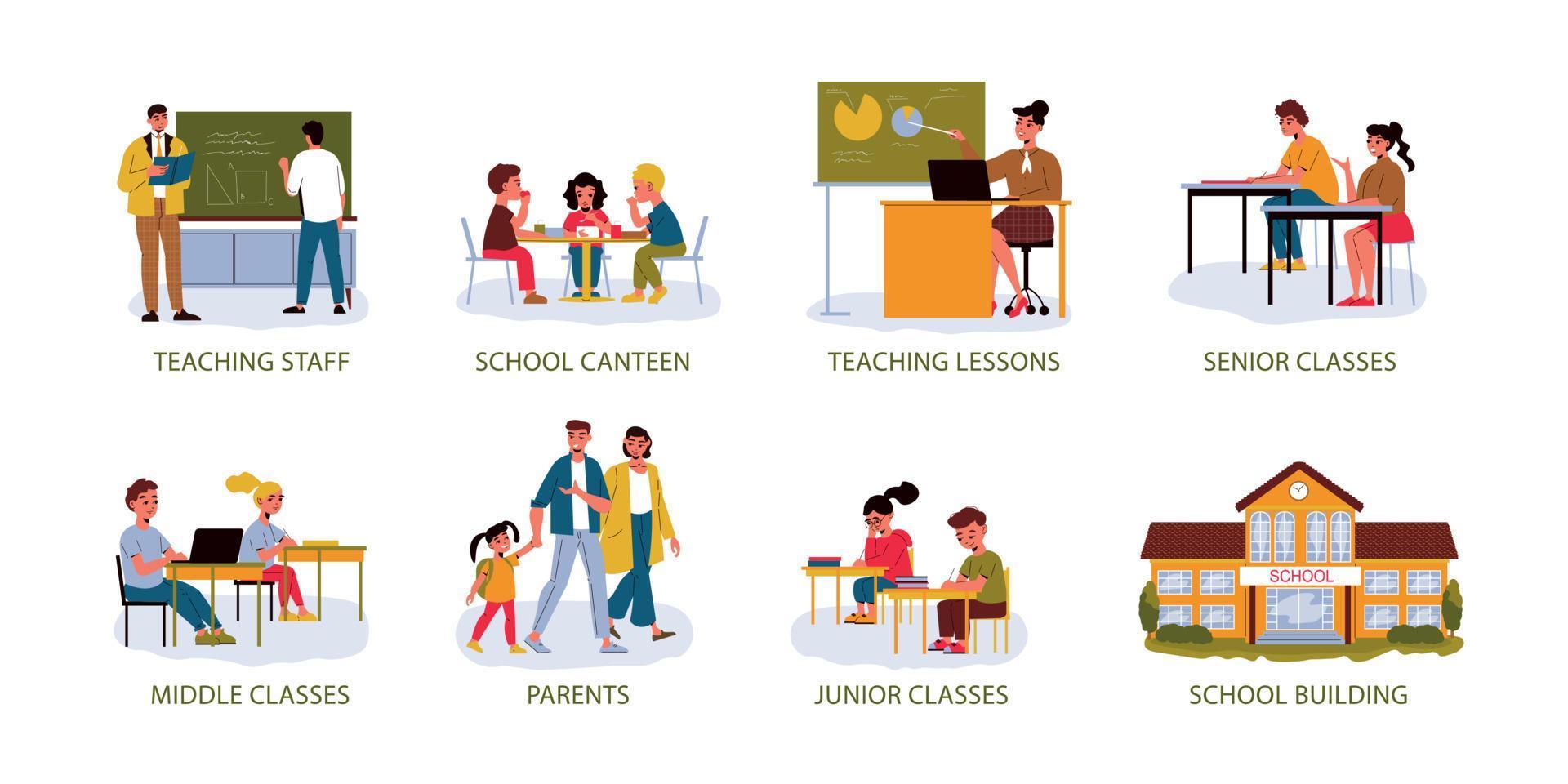 School And Study Composition Set vector