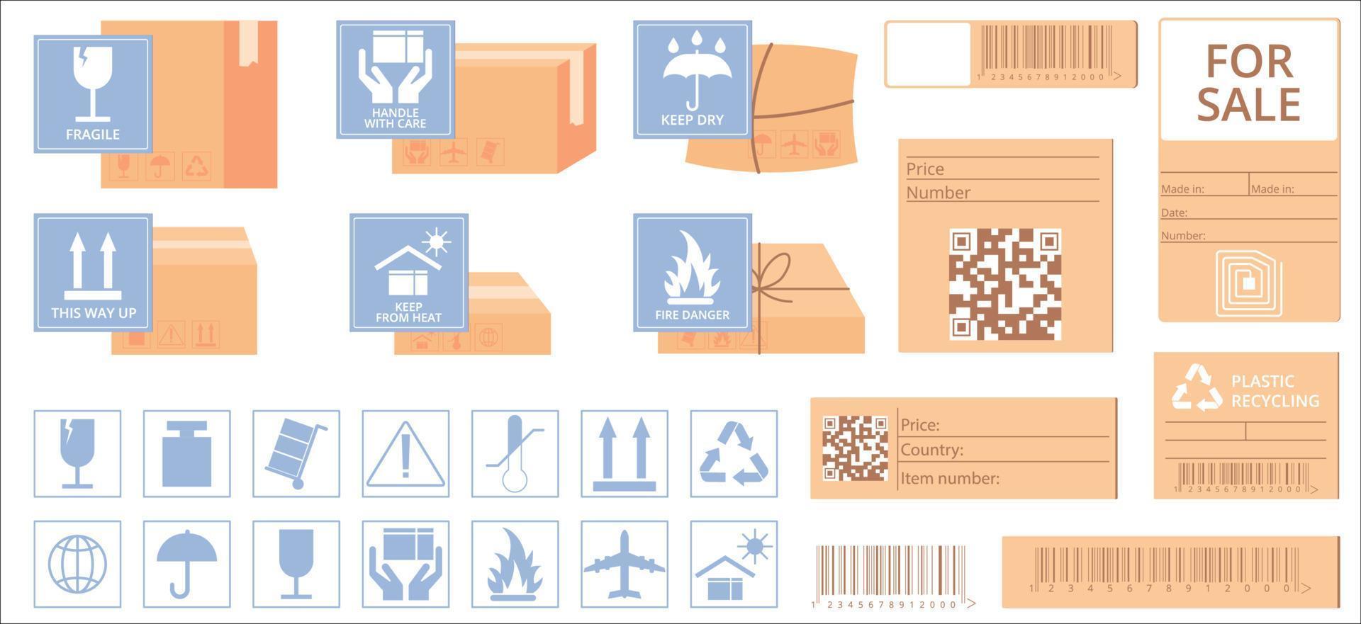 Cargo Stickers Set vector