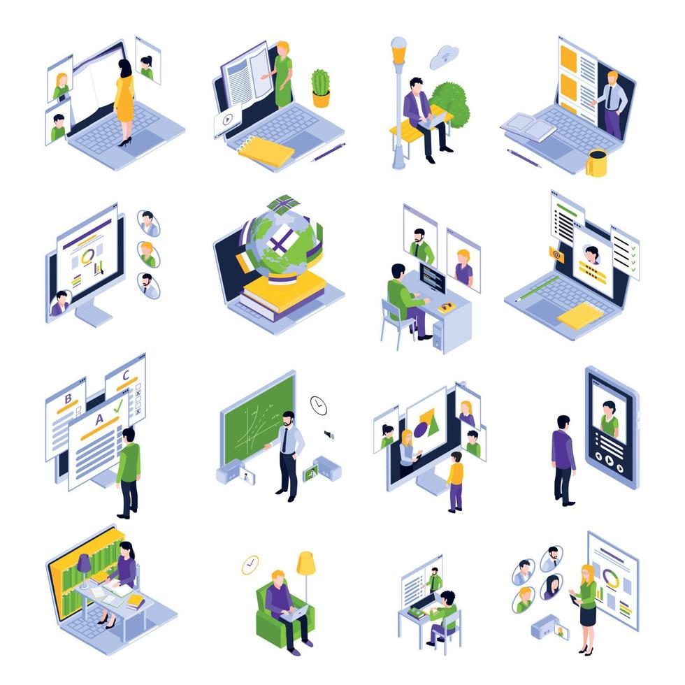 Online Education Set vector