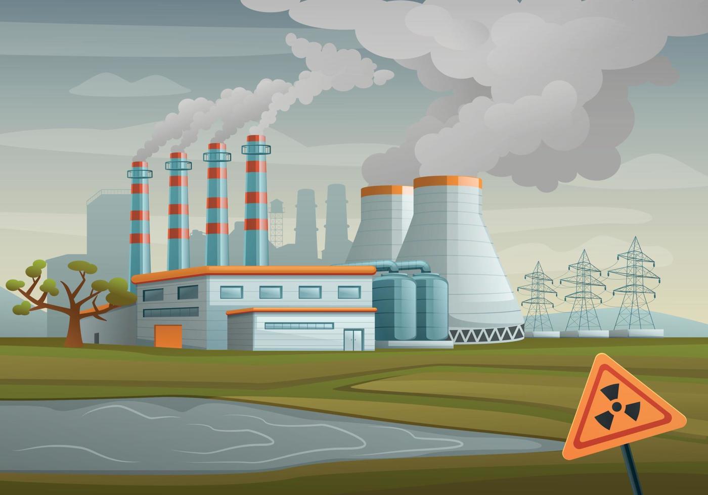 Thermal Power Plant Background vector