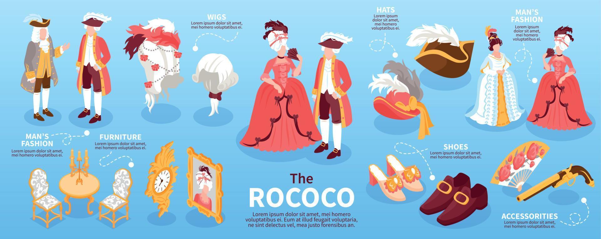 Rococo Isometric Infographics Layout vector